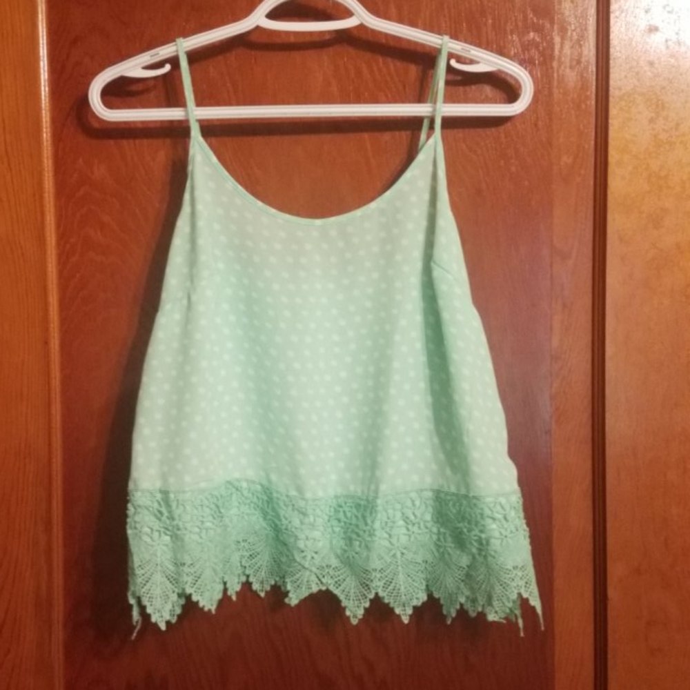 Mint Green Polka Dotted Maurices Crop Top